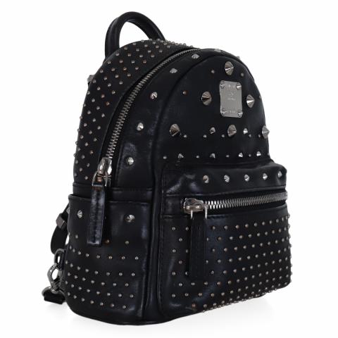 Mcm black hot sale studded backpack